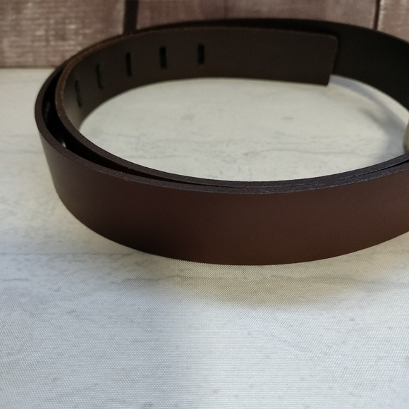 Brazilian Leather Belt Unisex Size Large Silver Metal Buckle Brown Western Boho - Picture 7 of 8